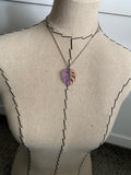 Wood and Purple Leaf Pendant Necklace