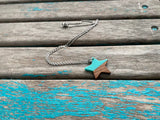 Wood and Turquoise Star Pendant Necklace