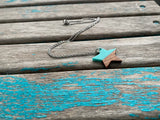 Wood and Turquoise Star Pendant Necklace