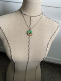 Wood and Marbled Green Swirl Pendant Necklace