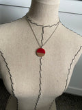 Wood and Red Circle Pendant Necklace