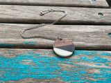 Wood, Black, and White Circle Pendant Necklace