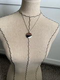Wood, Black, and White Circle Pendant Necklace