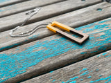 Wood and Yellow - Large Rectangle Pendant Necklace