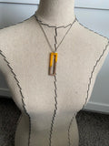 Wood and Yellow - Large Rectangle Pendant Necklace