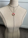 Wood and Pink Ring Drop Pendant Necklace