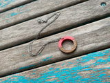 Wood and Pink Ring Drop Pendant Necklace