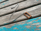 Wood Open Open Rectangle Pendant Necklace