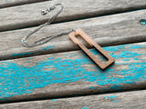 Wood and Pink- Large Rectangle Pendant Necklace
