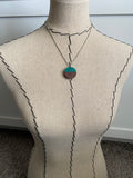 Wood and Teal Green Pendant Necklace