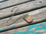 Wood and Sage Green Rounded Rectangle Pendant Necklace