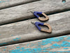 Wood and Blue Acrylic Earrings -Abstract Open Oval-Style