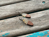 Wood and Speckled Gold Acrylic Earrings