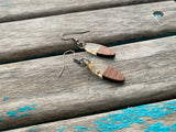 Wood and Speckled Gold Acrylic Earrings