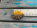 Wood and Yellow Leaf-Shaped Earrings