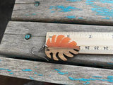 Wood and Orange Leaf-Shaped Earrings
