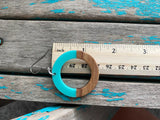 Wood and Turquoise Acrylic Earrings- Circle Style