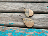 Teardrop Wood and Clear with Flecks of Gold- Earrings