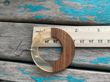Large Wood and Clear with Gold Flecks Acrylic Earrings- Large Circle Style