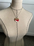 Wood, Red, and White Pendant Necklace