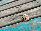 Wood and Creamy White Leaf Pendant Necklace