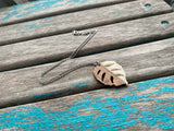 Wood and Creamy White Leaf Pendant Necklace