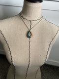 Wood and Green Open Teardrop Pendant Necklace
