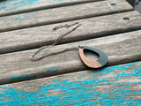 Wood and Green Open Teardrop Pendant Necklace