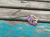 Wood and Purple Leaf Pendant Necklace