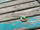 Wood and Marbled Green Swirl Pendant Necklace
