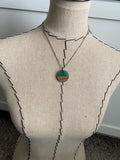 Wood and Transparent Green Pendant Necklace
