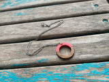 Wood and Pink Ring Drop Pendant Necklace