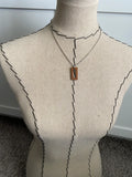Wood Open Open Rectangle Pendant Necklace