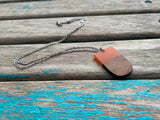 Wood and Orange Rounded-Rectangle Pendant Necklace