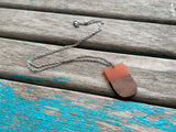 Wood and Orange Rounded-Rectangle Pendant Necklace