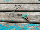 Wood and Mint, Triangle-Shaped Pendant Necklace