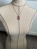Wood and Purple Rectangle Pendant Necklace