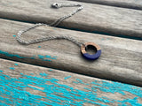 Wood and Blue Small, Ring-Style Pendant Necklace