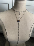 Wood and Blue Small, Ring-Style Pendant Necklace