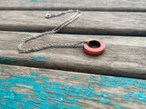Wood and Pink Small, Ring-Style Pendant Necklace