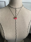 Wood and Hot Pink Small, Ring-Style Pendant Necklace