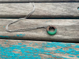 Wood and Green Small, Ring-Style Pendant Necklace