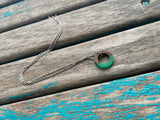 Wood and Green Small, Ring-Style Pendant Necklace
