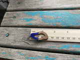 Wood and Blue Acrylic Earrings -Abstract Open Oval-Style