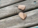 Wood and Peachy/Pink, Rounded Acrylic Earrings