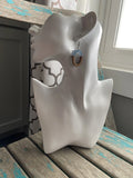 Open Oval Wood and Blue Acrylic Earrings