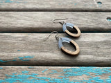 Open Oval Wood and Blue Acrylic Earrings