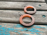 Wood and Orange Acrylic Earrings- Circle Style