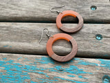 Wood and Orange Acrylic Earrings- Circle Style