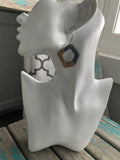 Wood and Grey Acrylic Earrings -Abstract Style